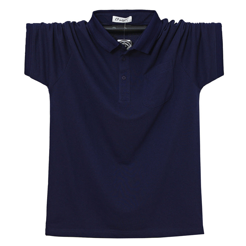 Oversized Lapel Pocket Short-sleeve Polo T-shirt