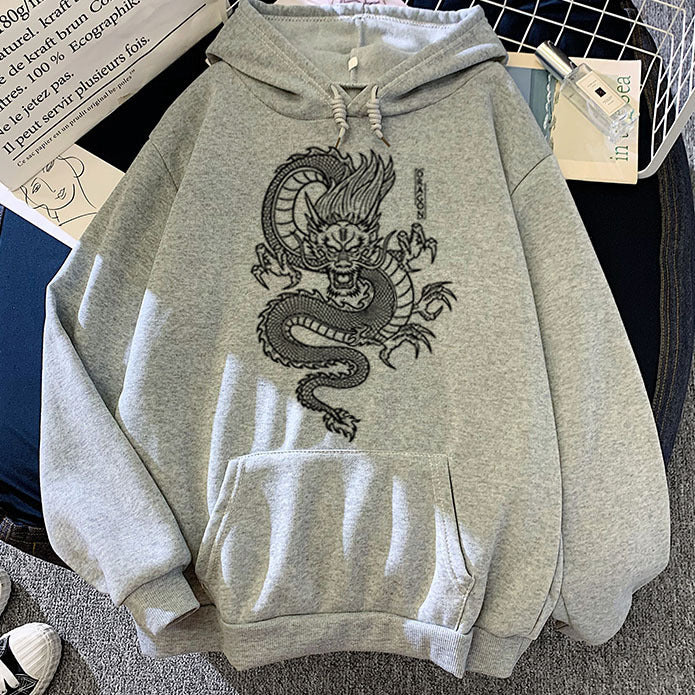 Hoodies Men Chinese Dragon Print Hood