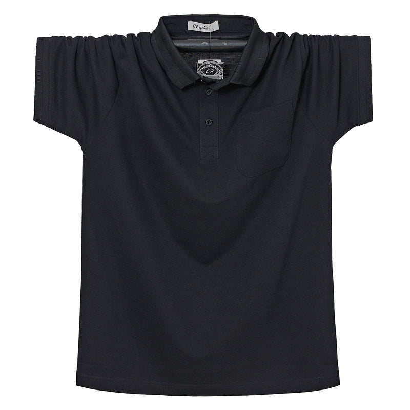 Oversized Lapel Pocket Short-sleeve Polo T-shirt