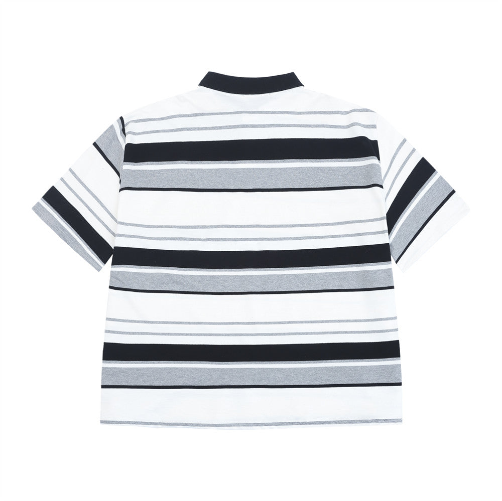 Contrast Color Striped Polo Shirt For Men