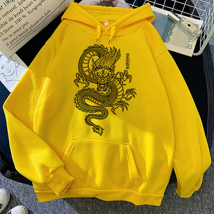 Hoodies Men Chinese Dragon Print Hood