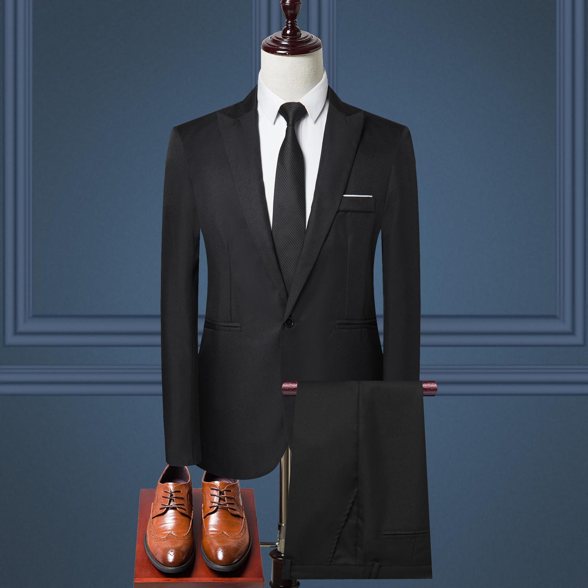Solid Color Leisure Suits For Men Two-piece Set