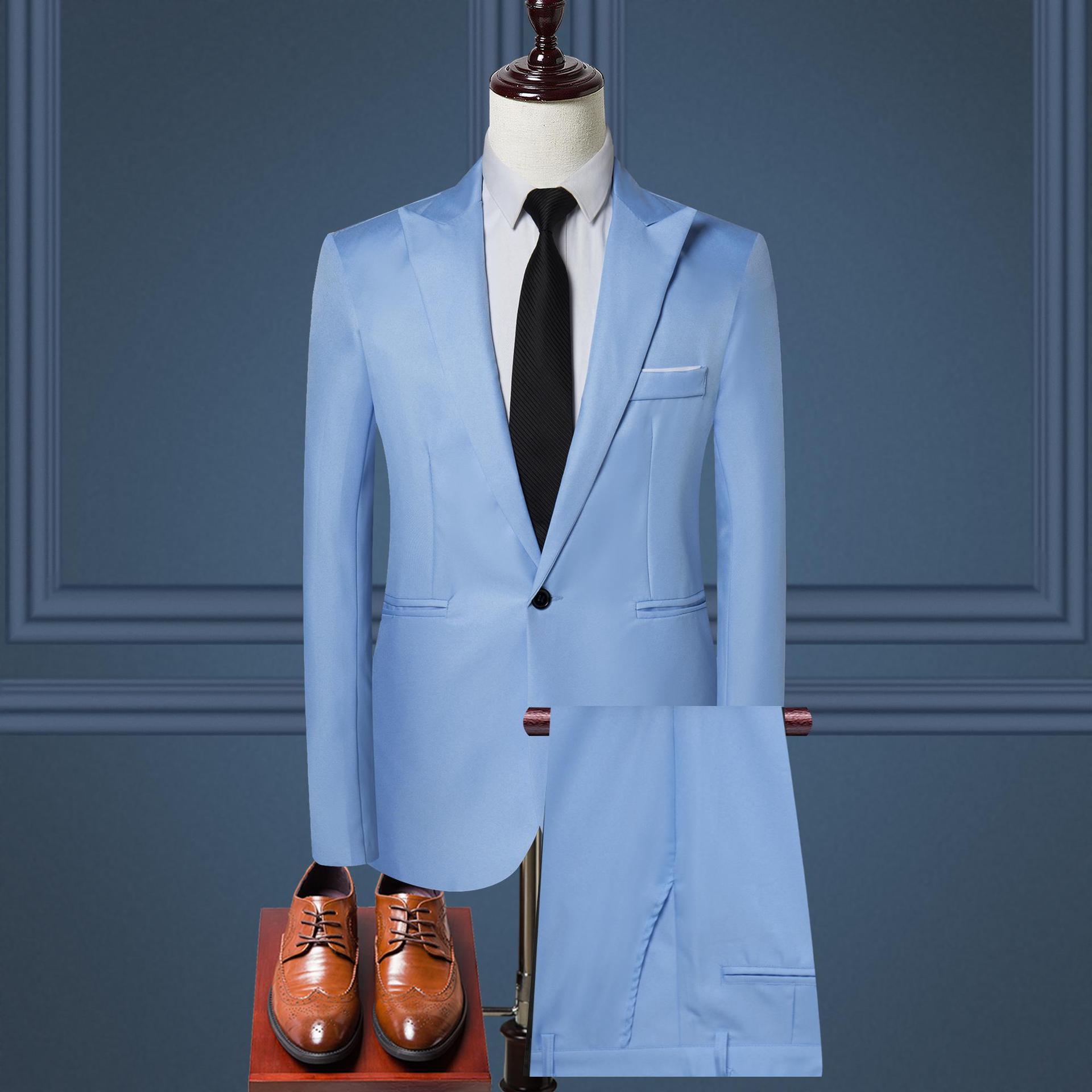 Solid Color Leisure Suits For Men Two-piece Set