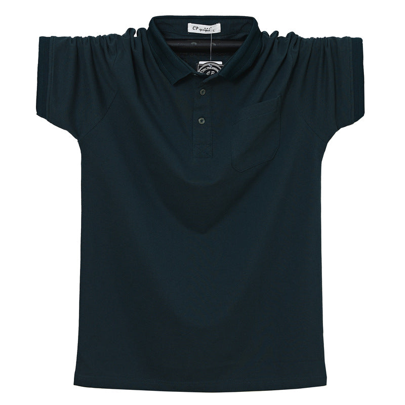 Oversized Lapel Pocket Short-sleeve Polo T-shirt