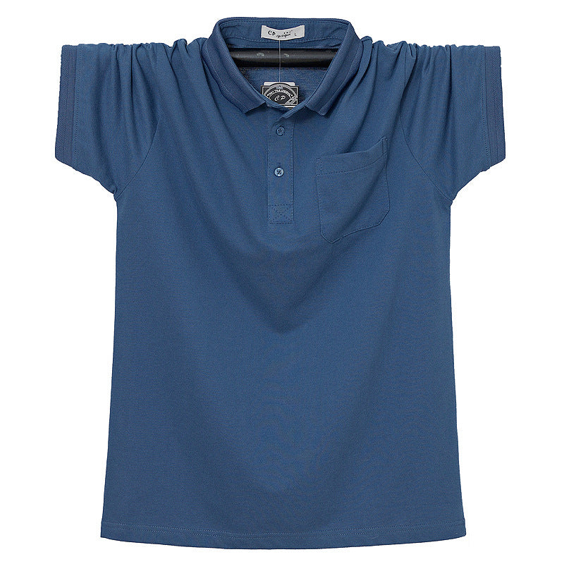 Oversized Lapel Pocket Short-sleeve Polo T-shirt