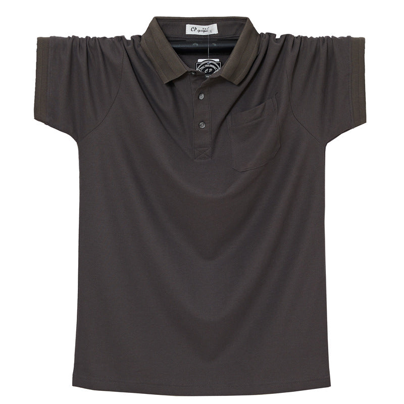 Oversized Lapel Pocket Short-sleeve Polo T-shirt