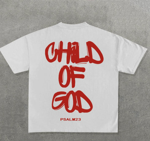 Child Of God Ndy Gothic Letter Pattern Oversized T-Shirt Men