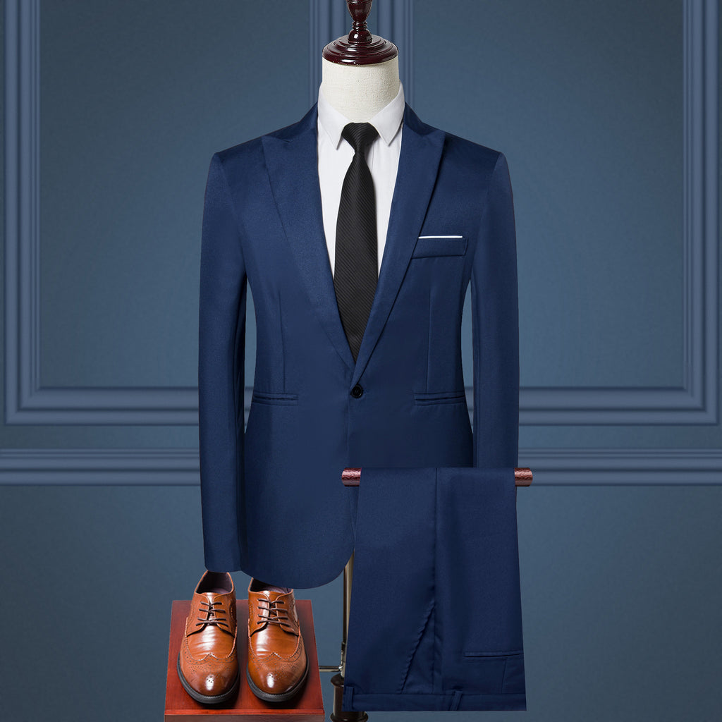 Solid Color Leisure Suits For Men Two-piece Set