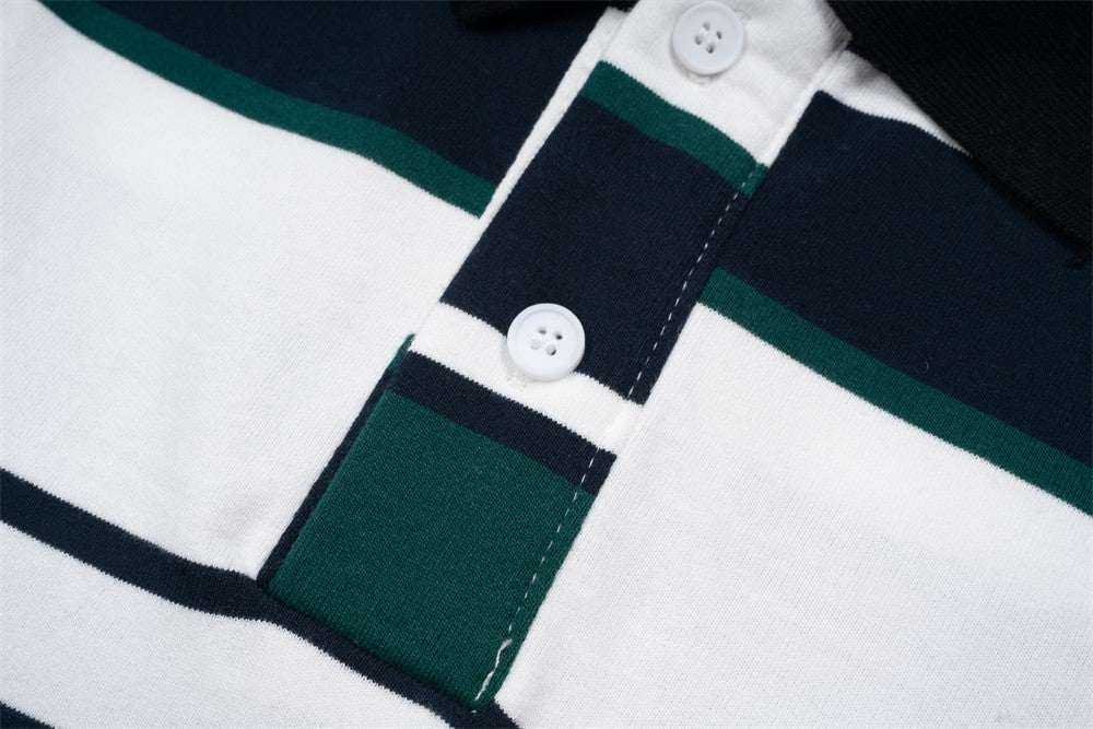 Contrast Color Striped Polo Shirt For Men